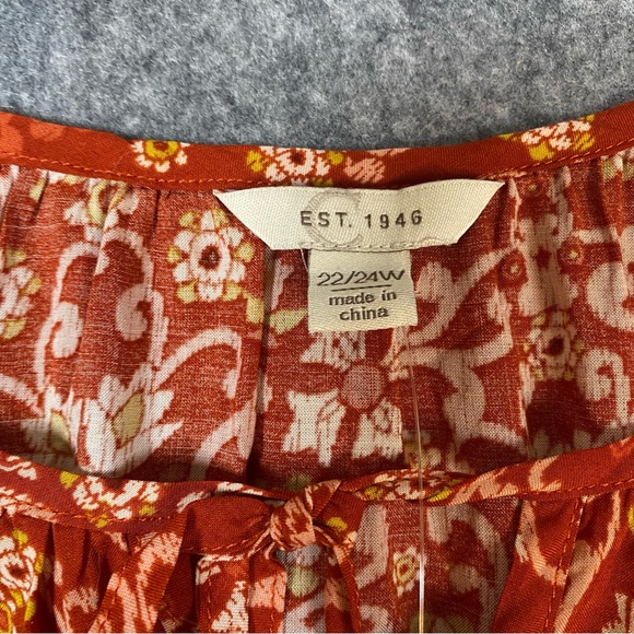 Cato Tiered Floral Print Bohemian Blouse Bell Sleeves Size 22/24 NWT - Picture 5 of 12